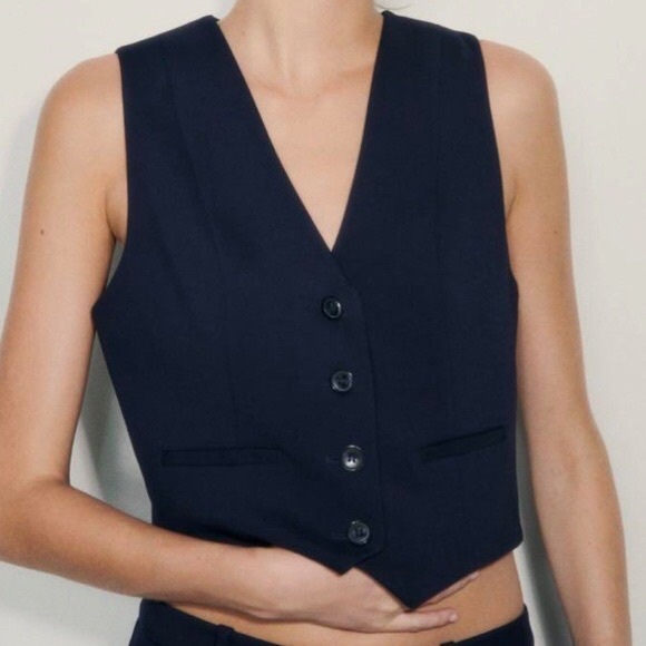 Zara Tops - Zara Tailored Navy Blue Vest